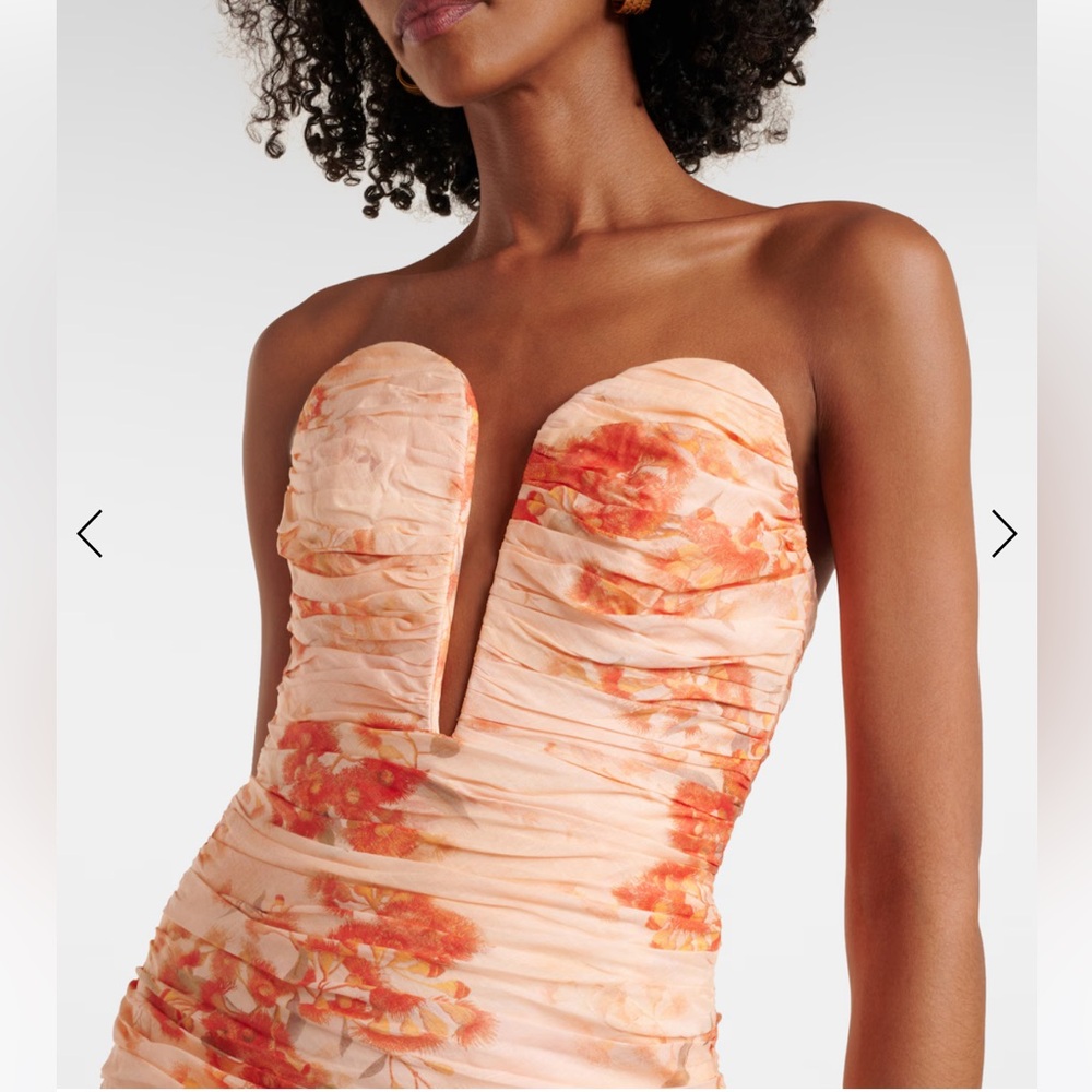 ZIMMERMANN CASCADIAN FLORAL STRAPLESS MIDI DRESS, SIZE 0 - Picture 4 of 6